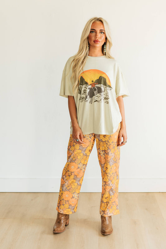 TH220 VINTAGE FLORAL CROPPED TROUSER PANT(1 Piece)