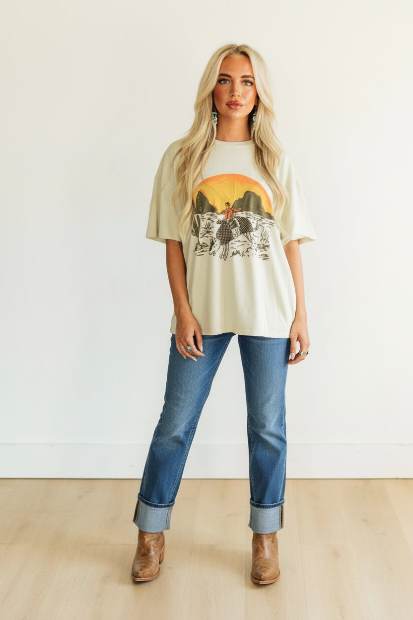 VR2 TAN ARMADILLO COWBOY GRAPHIC TEE  (7 PIECE WOMEN)