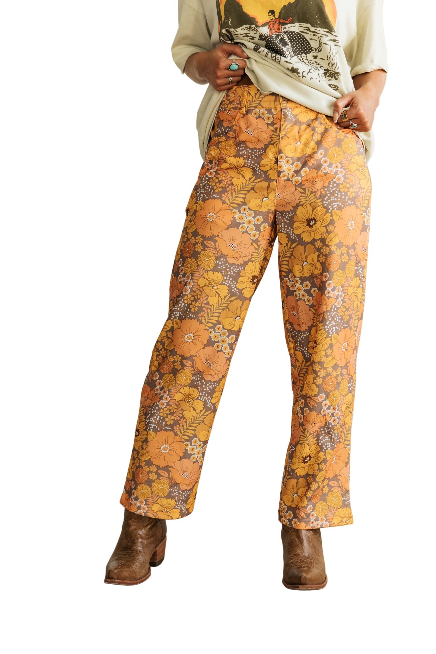 TH220 VINTAGE FLORAL CROPPED TROUSER PANT (7 Piece)