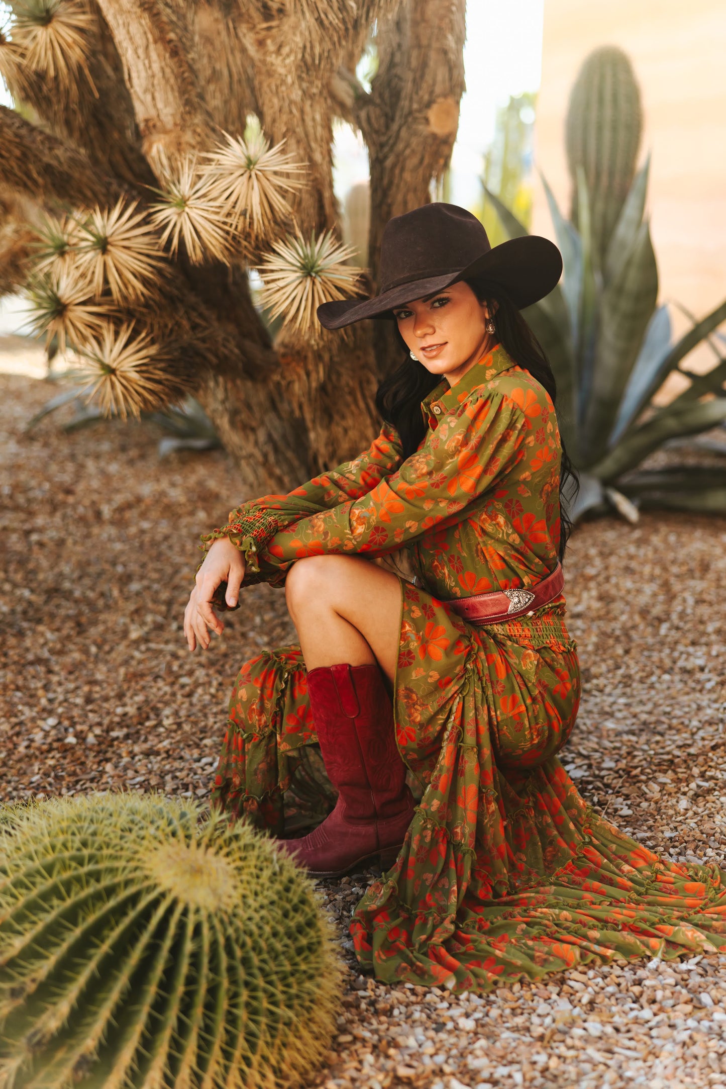 TH1400 OLIVE RETRO COWBOY MESH SKIRT (7 Piece)