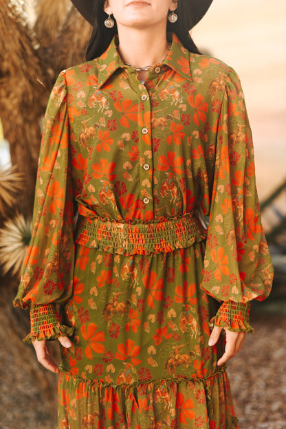 TH2784 OLIVE COWBOY MESH BLOUSE (7 Piece)