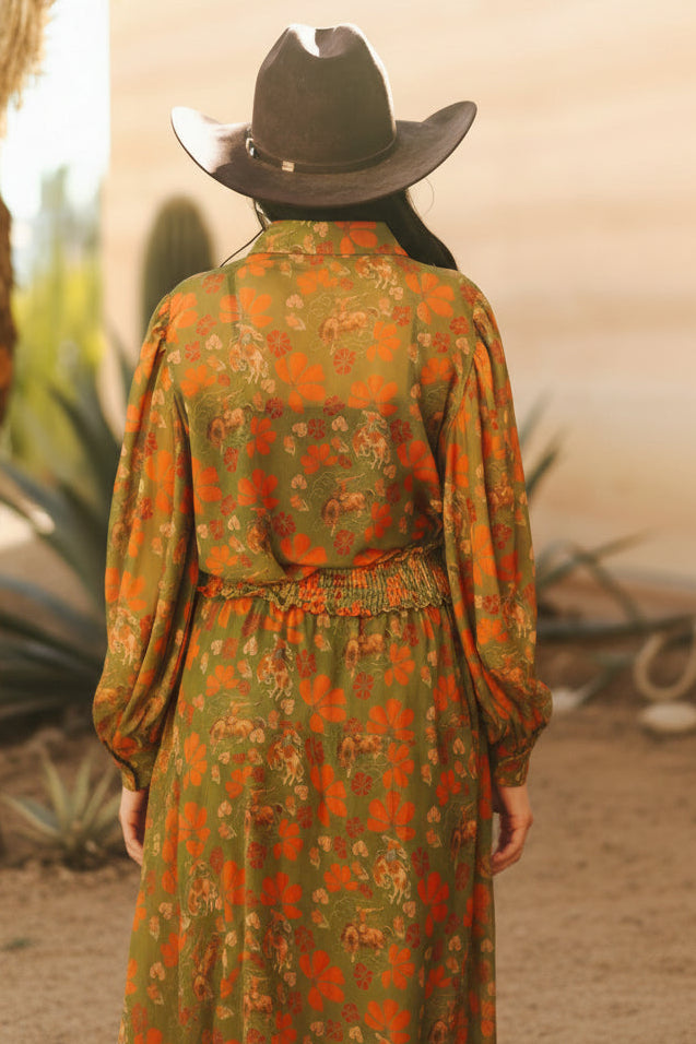 TH2784 OLIVE COWBOY MESH BLOUSE (7 Piece)