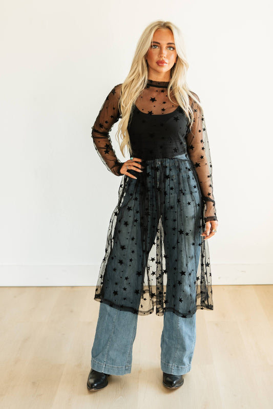 TH43 S115 BLACK STAR OVERLAY DRESS (1 Piece)