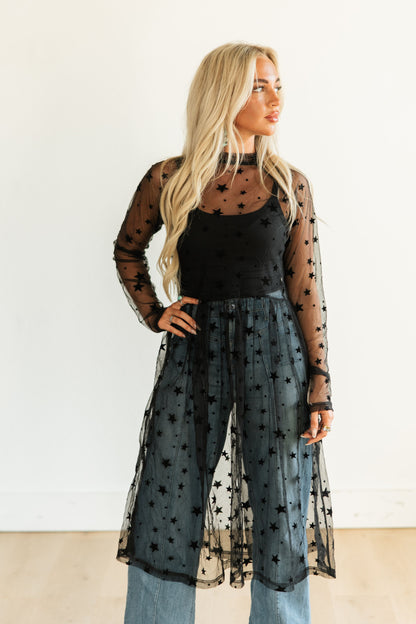 TH43 S115 BLACK STAR OVERLAY DRESS (1 Piece)