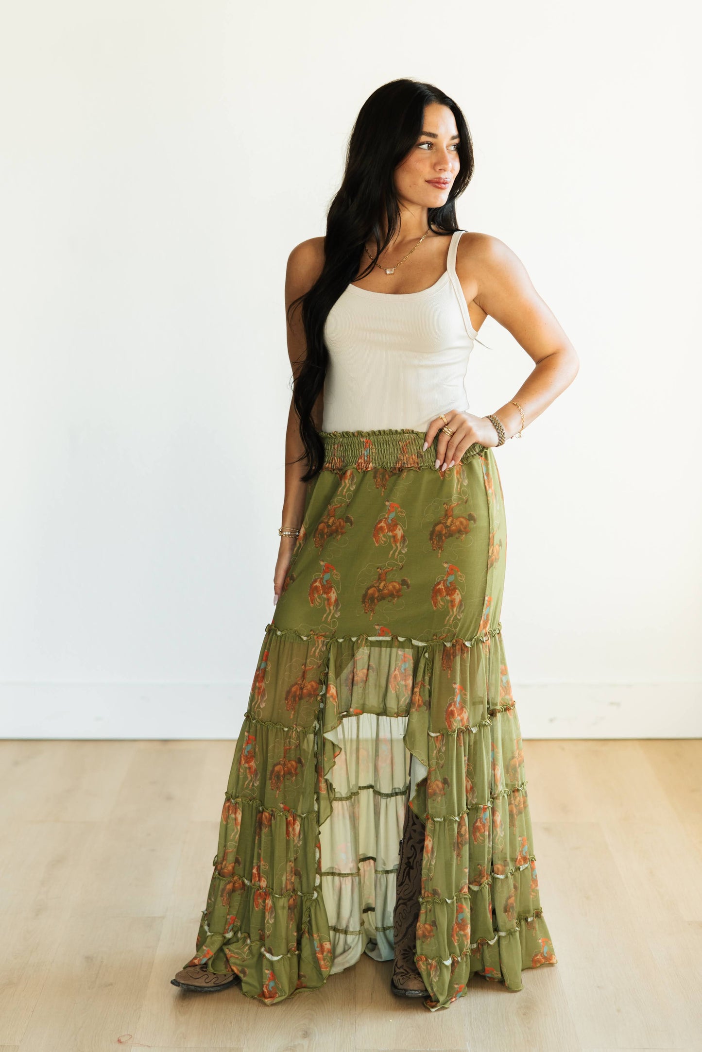 TH1400 S364 OLIVE COWBOY MESH SKRIT (1 Piece)
