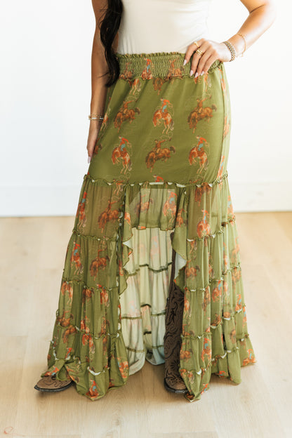 TH1400 S364 OLIVE COWBOY MESH SKRIT (1 Piece)
