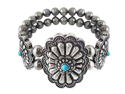 1142 R2-158 LAYERED NAVAJO PEARL CONCHO BR