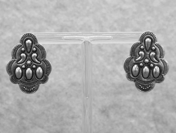 0410 Western Textured Concho Post Earrings