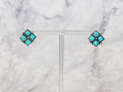 1580 (1) DIAMOND SHAPED TURQ STUD EARRING