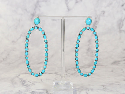 1639 R3-7 TURQ OVAL EARRING