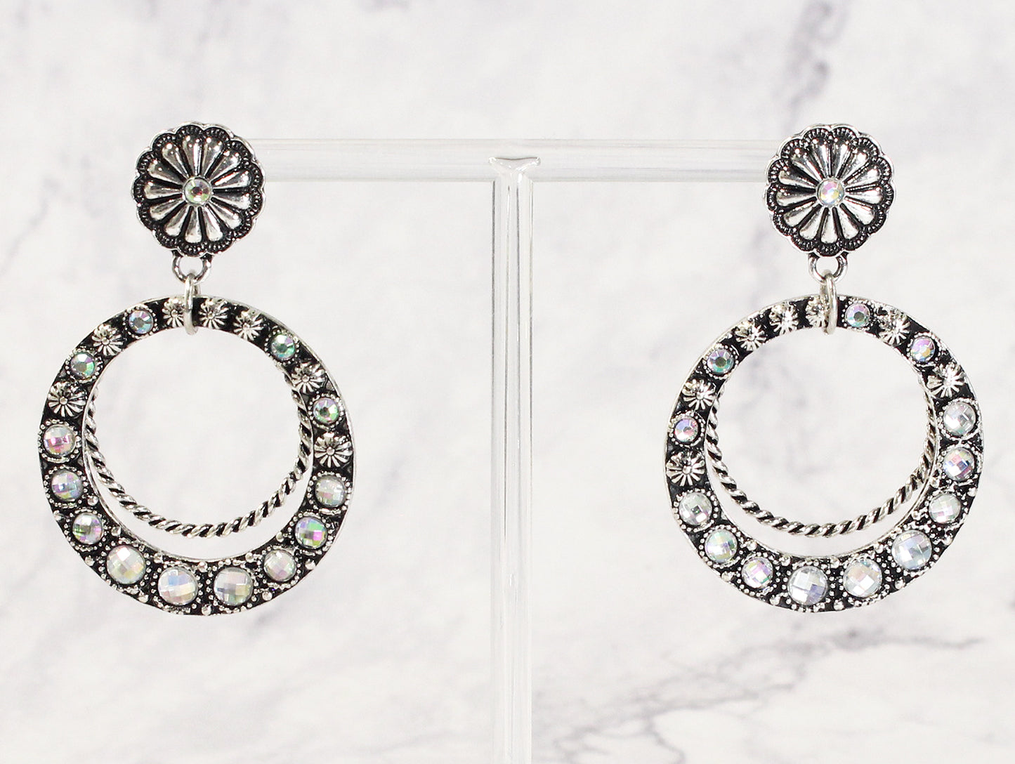 2449 R1-41 Western Twisted Hoop Dangle Earrings