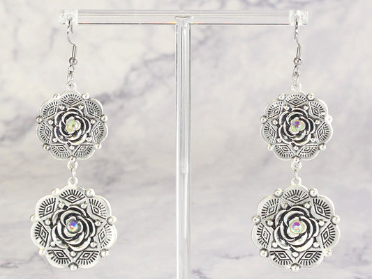 2274 R1-32 Western Floral Drop Earrings