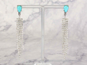 2285 H111 TEARDROP SHAPE RHINESTONE TASSEL ER