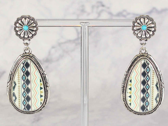 2337 H182 WESTERN AZTEC PATTERN EARRINGS