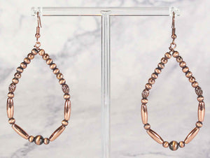 2344 COPPER H49 TEARDROP SHAPE NAVAJO PEARL EARRING
