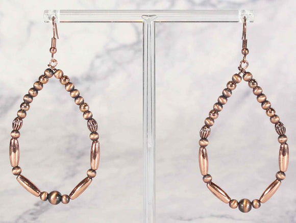 2344 COPPER H49 TEARDROP SHAPE NAVAJO PEARL EARRING