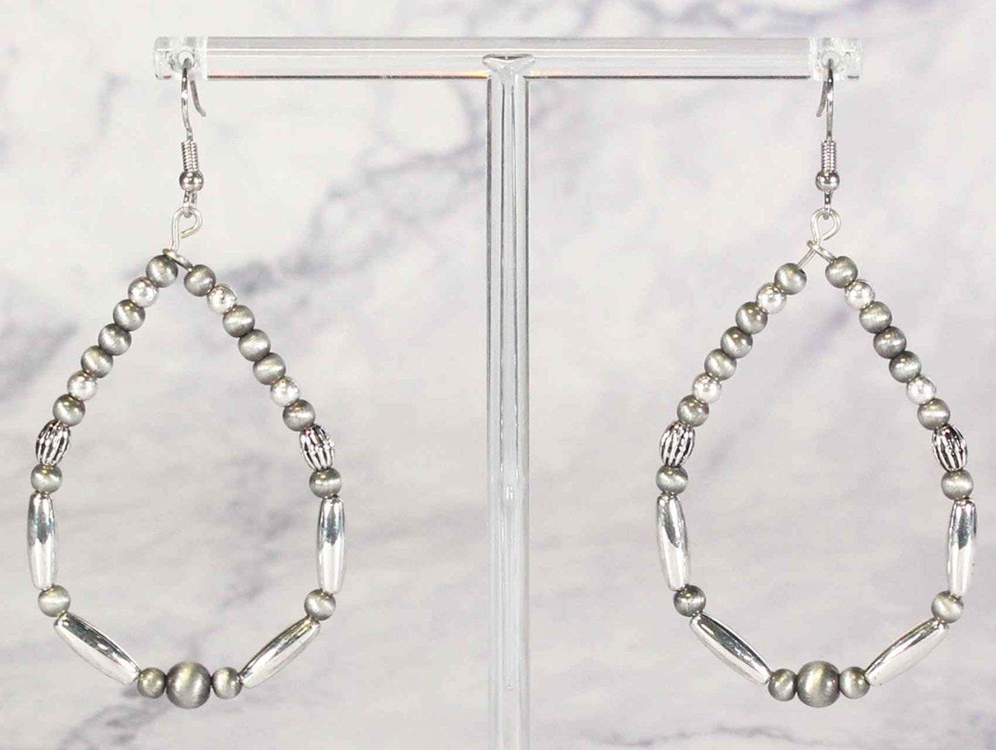 2344 SILVER H163 TEARDROP SHAPE NAVAJO PEARL EARRING