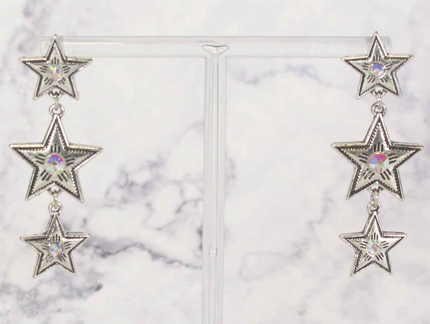 2424  R3-45 3 STAR DANGLE EARRINGS