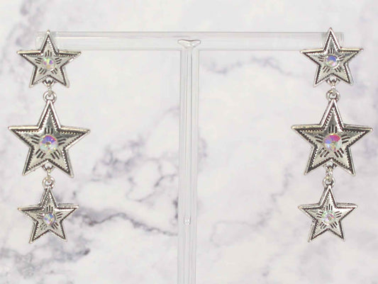 2424  R3-45 3 STAR DANGLE EARRINGS