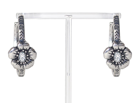 2448 R1-1 Flower Textured Hoop Earrings