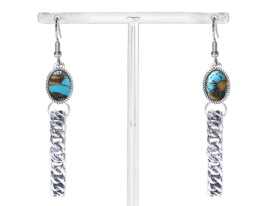 2497 R1-8 Oval Shape Cuban Chain Dangle ER