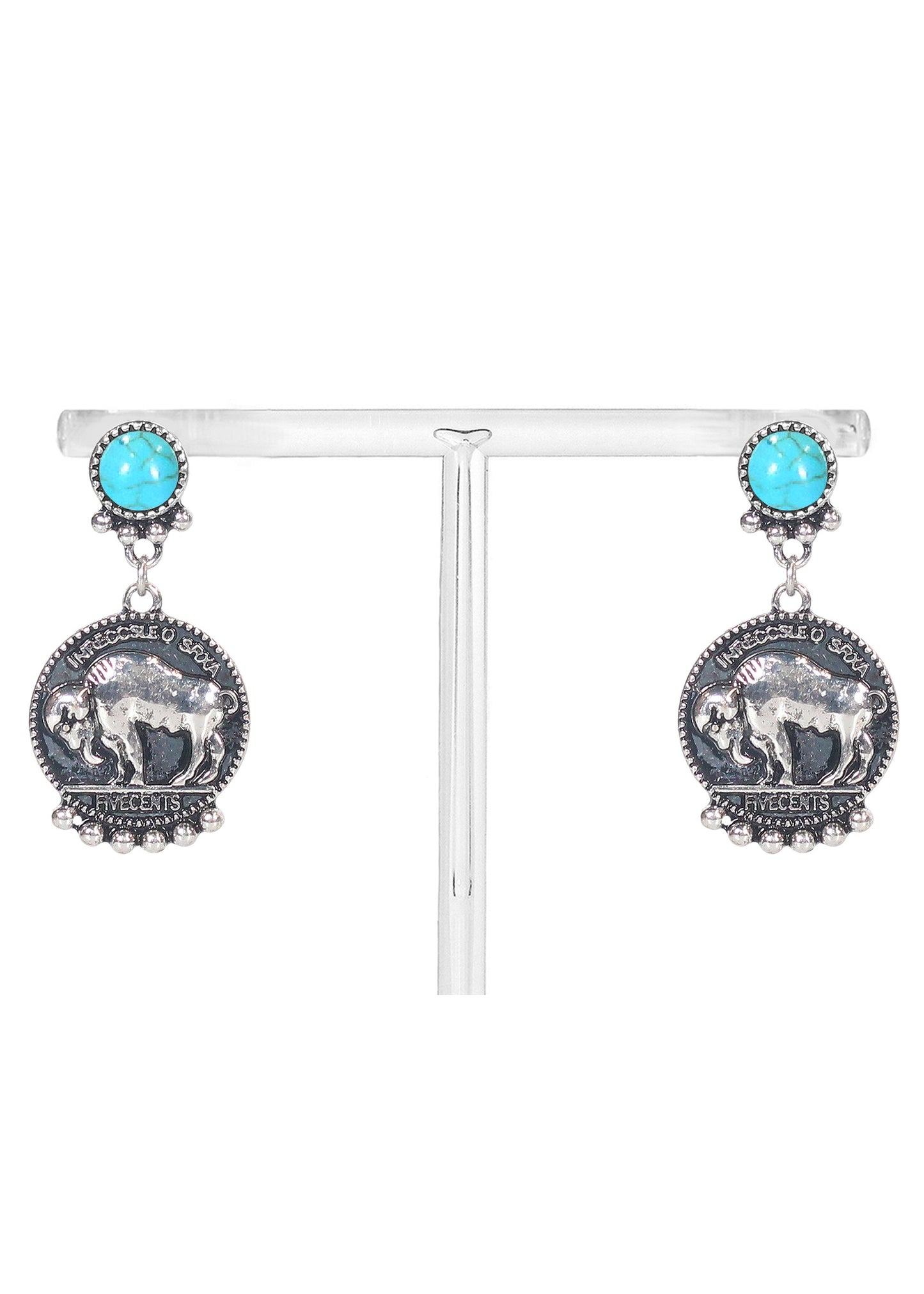 JE2516-SBTQS BUFFALO TEXTURED COIN EARRINGS