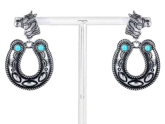 2872 R2-58 HORSE POST EARRINGS WITH DROP