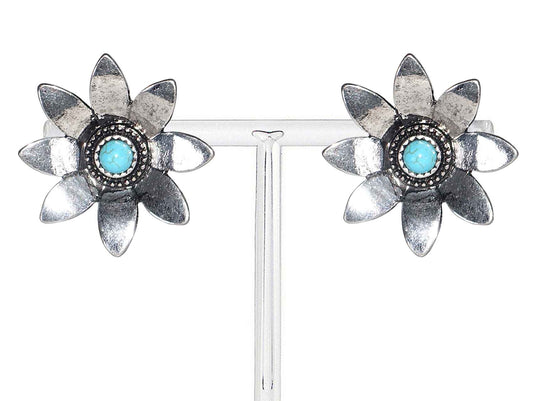 2917 R2-168 3D BALL TEXTURED FLOWER EARRINGS