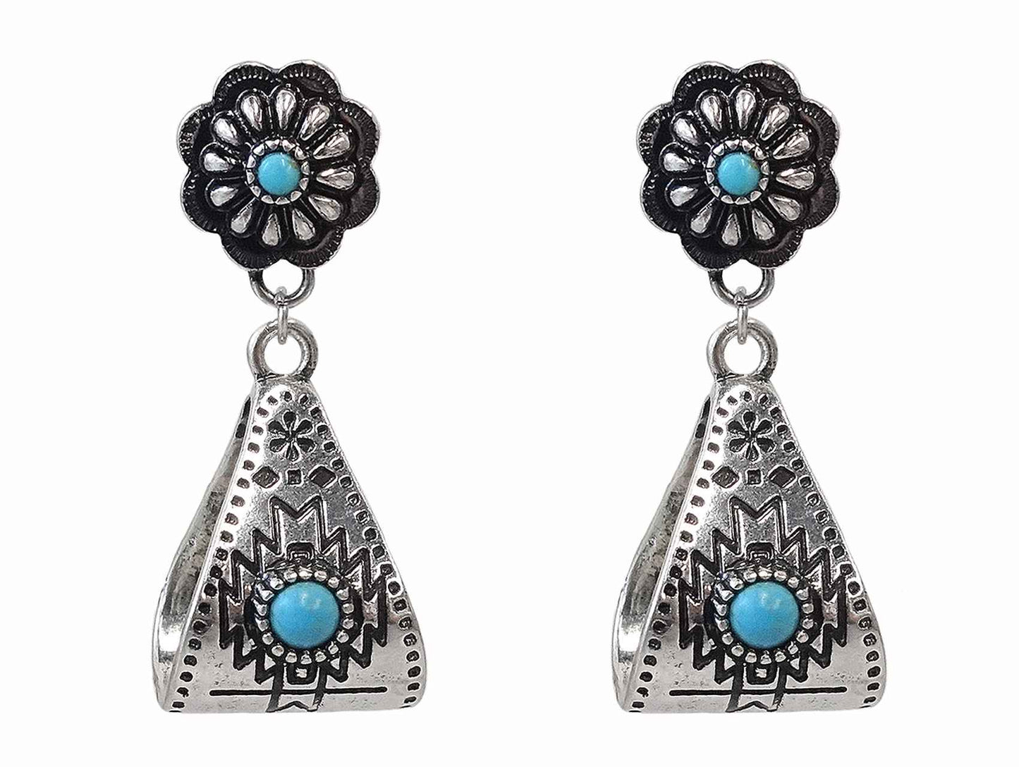 2997 H32 TURQ FOLDED CONCHO DANGLE ER