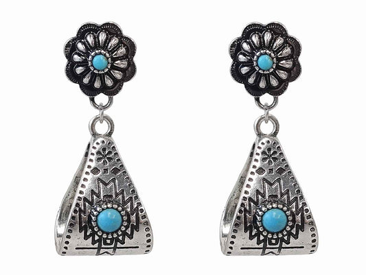 2997 H32 TURQ FOLDED CONCHO DANGLE ER