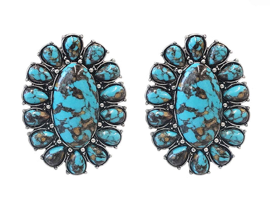 3036 H85 TURQ OVAL CLUSTER STONE ER