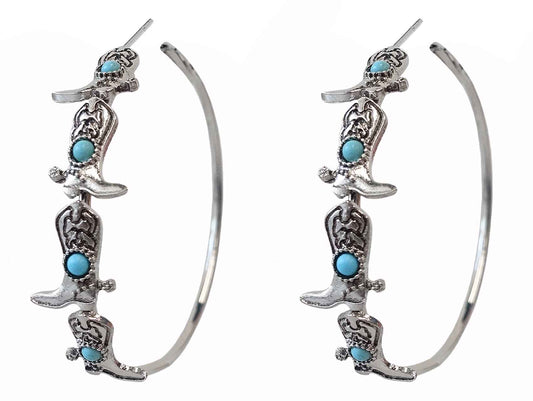 3073 R4-77 TURQ COWBOY BOOTS HOOP ER