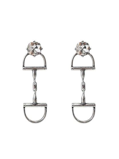 3437 SILVER  WESTERN SNAFFLE BIT RHINESTONE ER