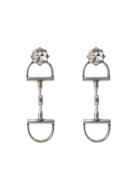 3437 SILVER  WESTERN SNAFFLE BIT RHINESTONE ER