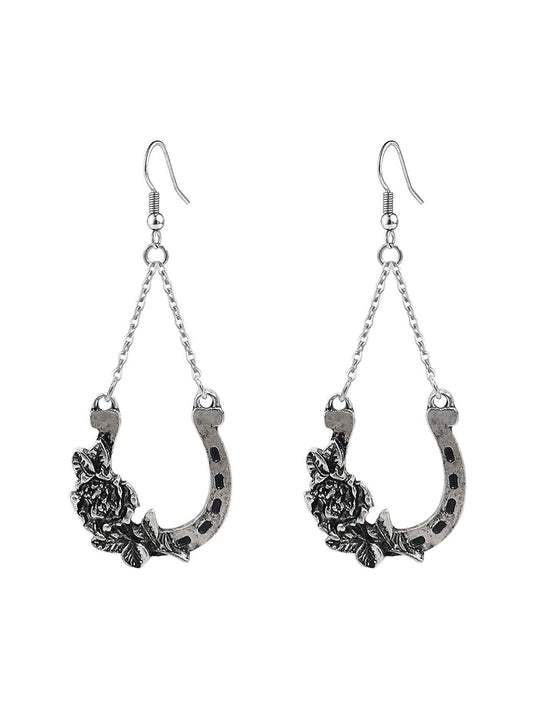 3439 TURQ R1-23 HORSE GROOVE AND ROSE DANGLE ER