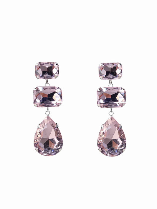 3618 PINK TONE RHINESTONE DANGLE ER R1-173