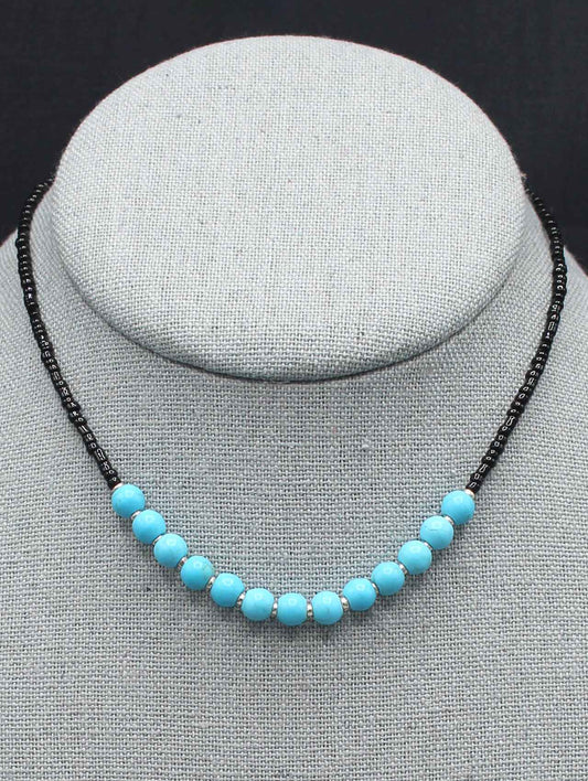 0208 R3-10 SEED BEAD WITH TQS STONE BEADS 13”