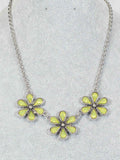 1220 HH221 Chartreuse Floral Statement Necklace – 16 Inch