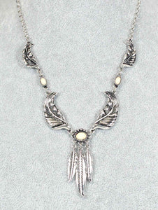 1258 HH114 BONE FEATHER 18” NECKLACE