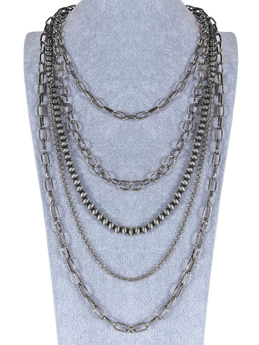 1449 HH233 5 LAYERED METAL CHAIN 30" NECKLACE