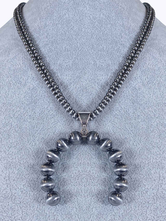 1507 HH243 FAUX SILVER  SQUASH NECKLACE