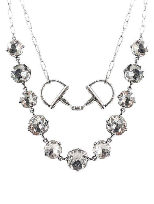 1888 SILVER  2 LAYERED SNAFFLE BIT 18" NECKLACE