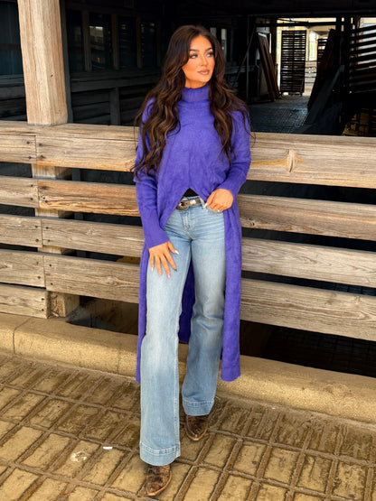TH900 BLUE VIOLET MOCK NECK SPLIT FRONT SWEATER(6 Piece)