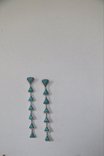 1529 H8 TURQUOISE TRIANGLE LONG DANGLE EARRING