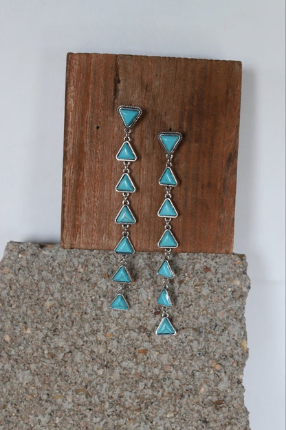 1529 H8 TURQUOISE TRIANGLE LONG DANGLE EARRING