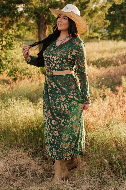 TH6205 S211 TURQ VELVET BURNOUT DRESS (1 Piece)