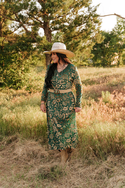 TH6205 TURQ VELVET BURNOUT DRESS(7 Piece)