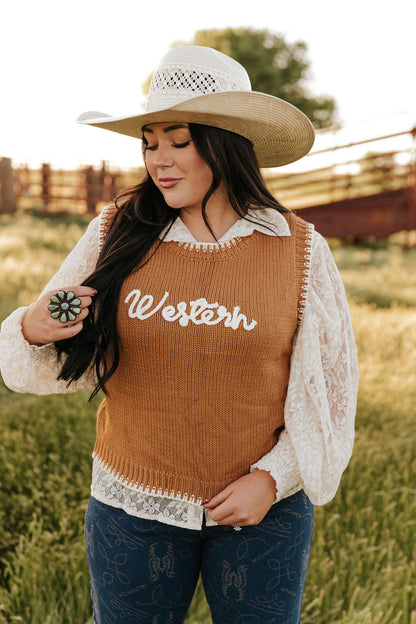 TH4215 S259 BROWN WESTERN PULLOVER SWEATER (1 Piece)