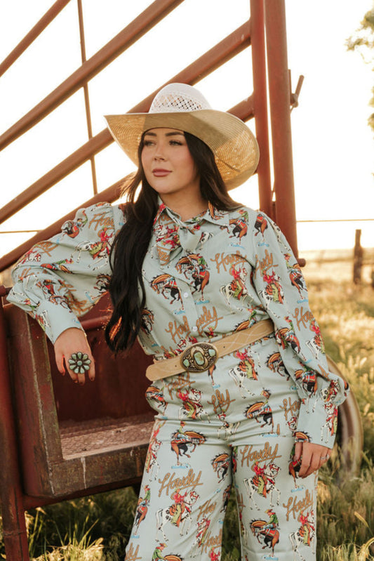 TH2820 TEAL HOWDY NON SHEER TIE BOW LACE TOP (7 Piece)