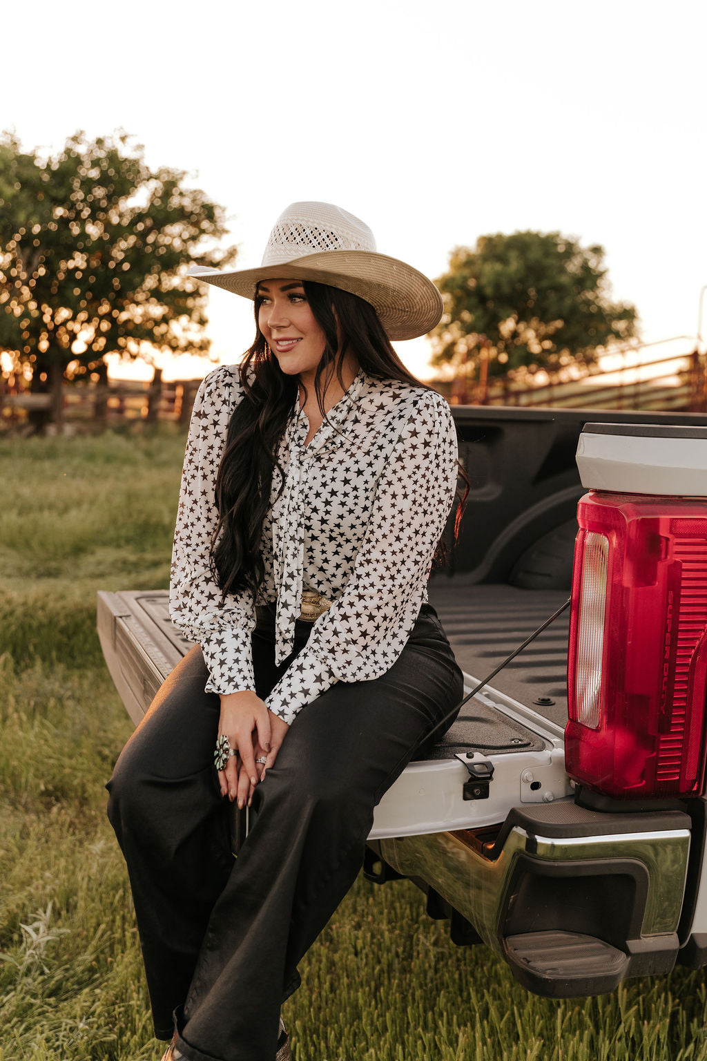 TH2820 TINY STAR MESH TIE BOW LACE TOP (7 Piece)